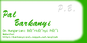 pal barkanyi business card